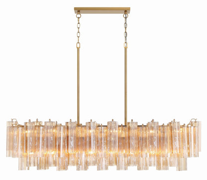 Eloria Modern Glass Linear Chandelier with Adjustable Height & LED Lig