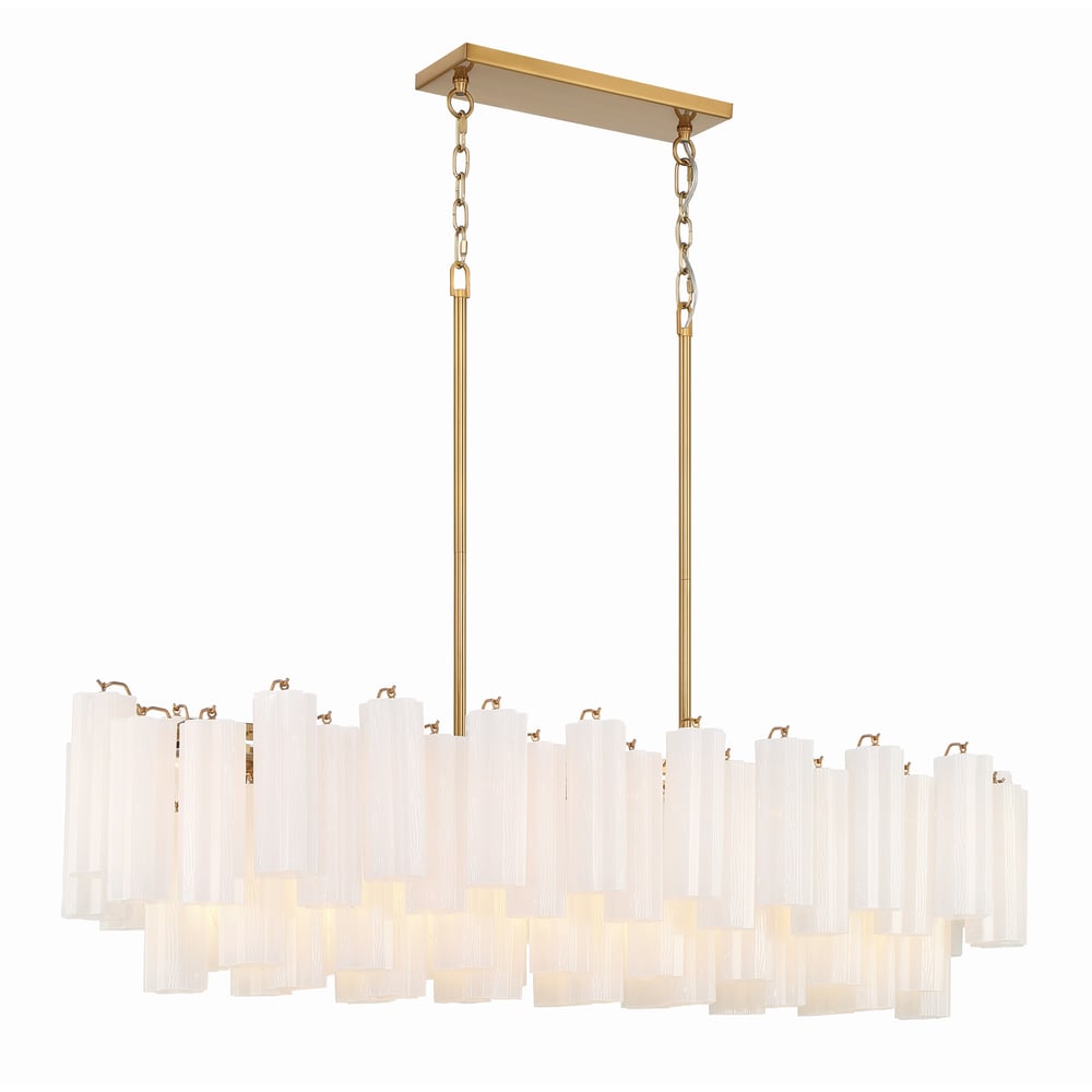 Eloria Modern Glass Linear Chandelier with Adjustable Height & LED Lig