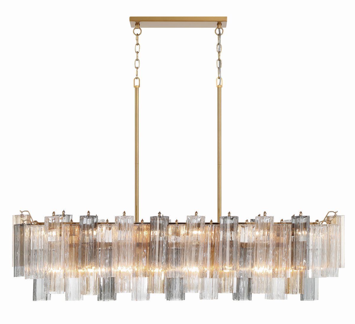 Eloria Modern Glass Linear Chandelier with Adjustable Height & LED Lig