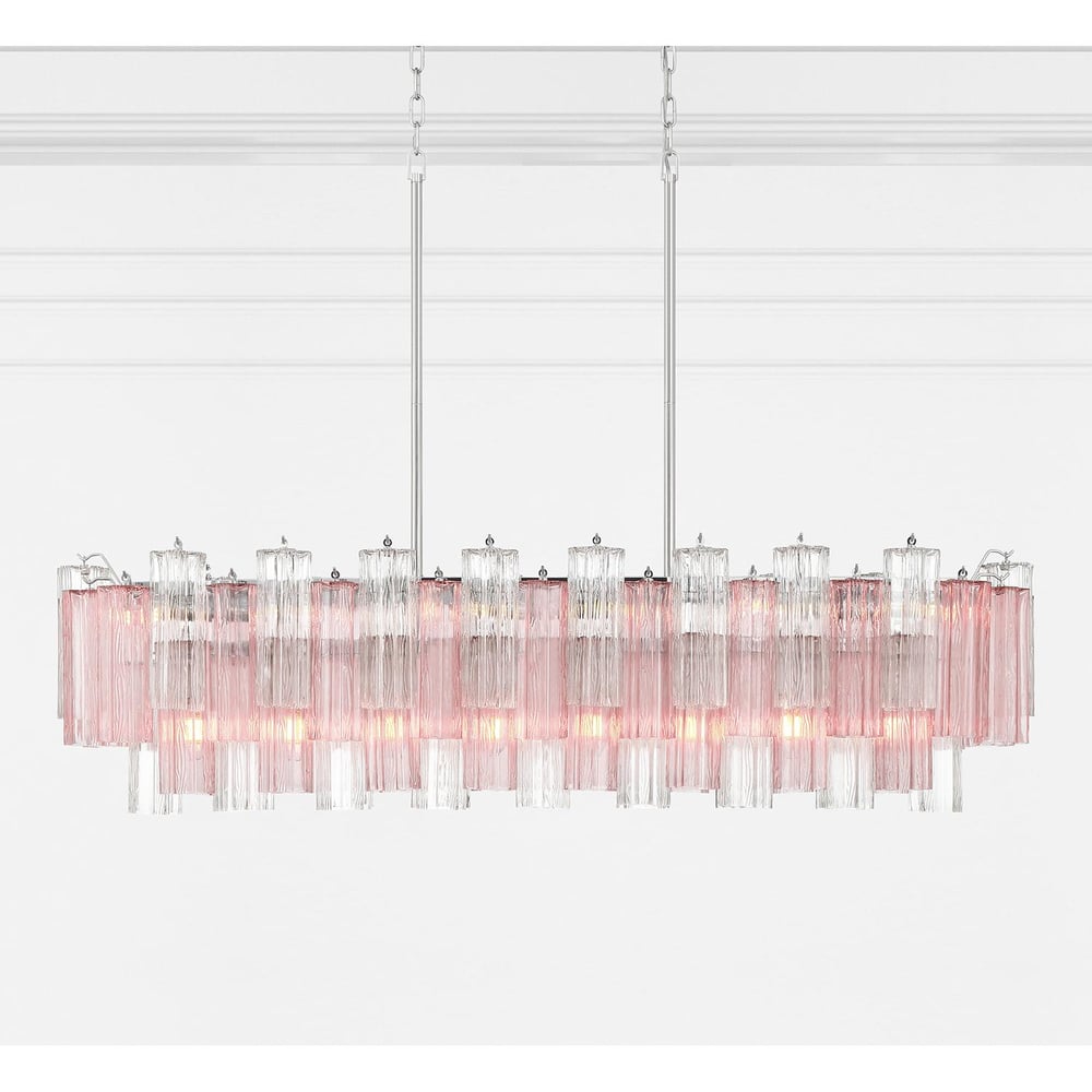 Eloria Modern Glass Linear Chandelier with Adjustable Height & LED Lig