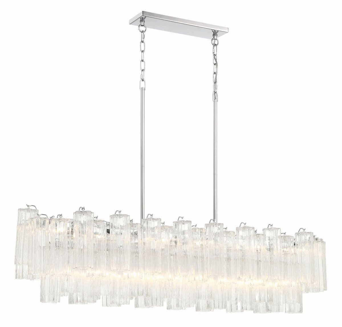 Eloria Modern Glass Linear Chandelier with Adjustable Height & LED Lig