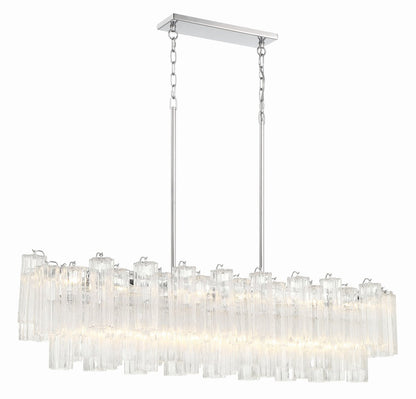 Eloria Modern Glass Linear Chandelier with Adjustable Height & LED Lig