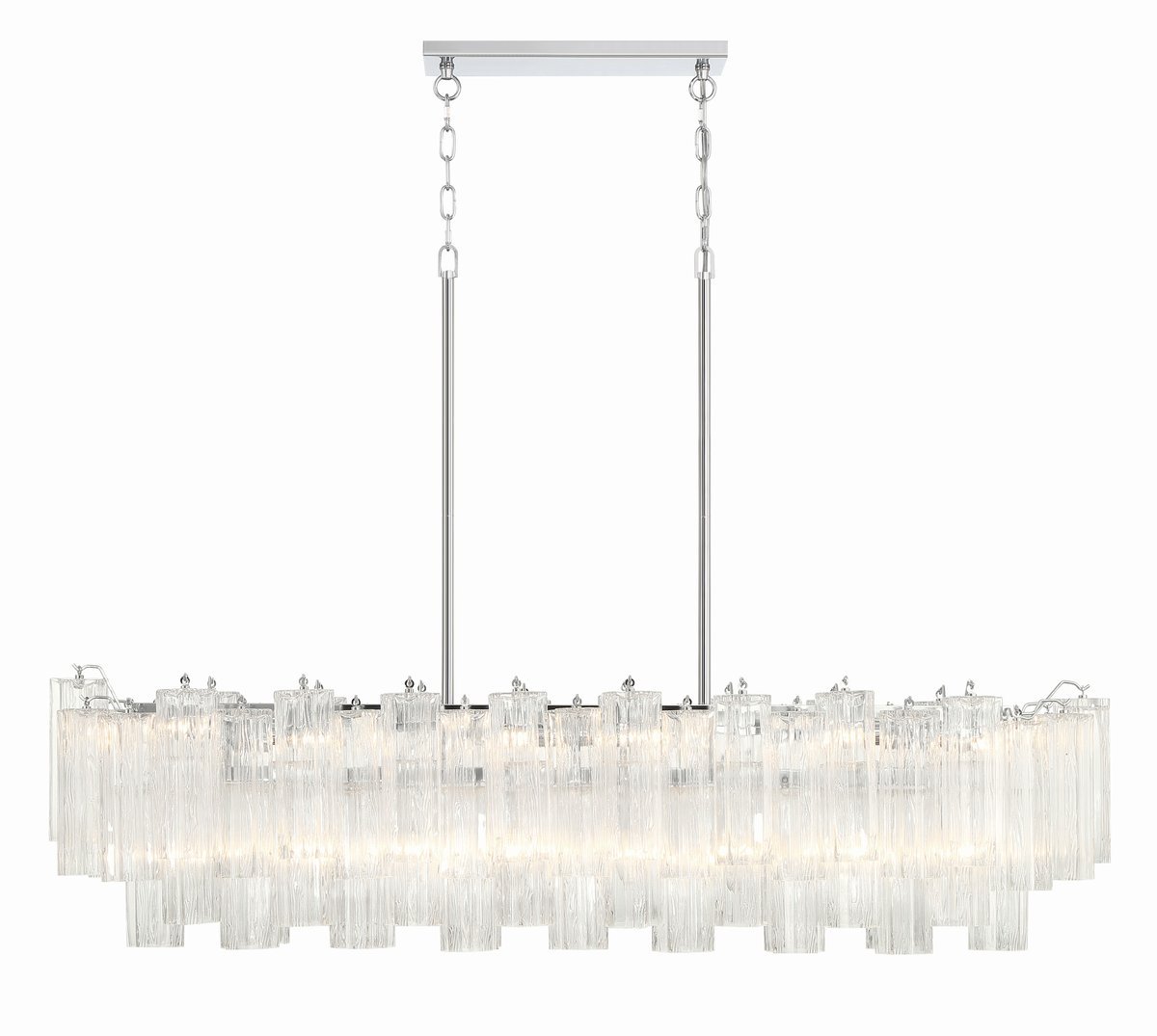 Eloria Modern Glass Linear Chandelier with Adjustable Height & LED Lig