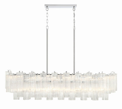 Eloria Modern Glass Linear Chandelier with Adjustable Height & LED Lig