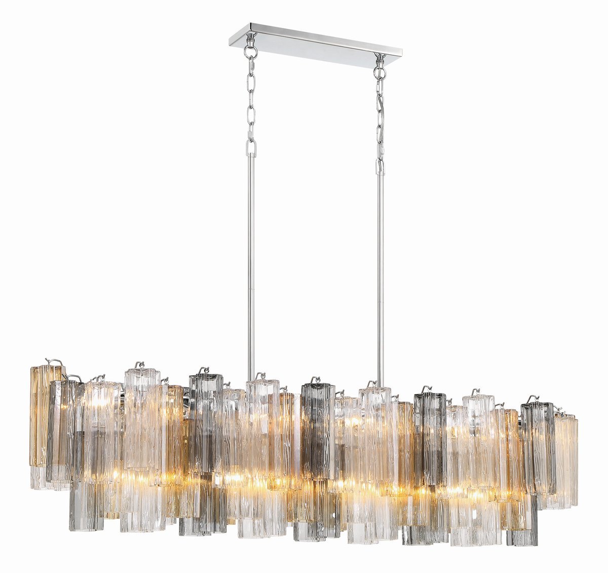 Eloria Modern Glass Linear Chandelier with Adjustable Height & LED Lig