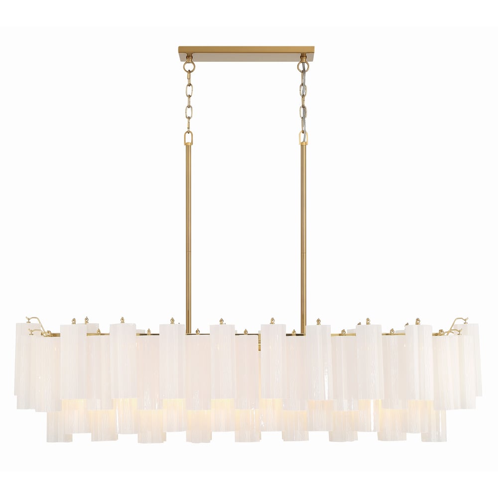 Eloria Modern Glass Linear Chandelier with Adjustable Height & LED Lig