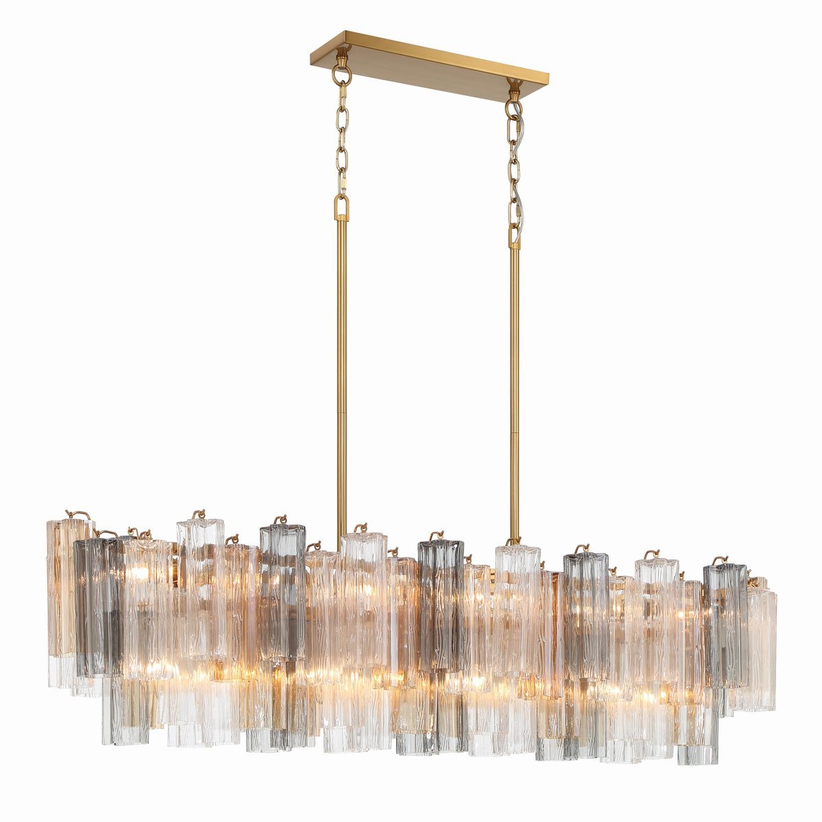 Eloria Modern Glass Linear Chandelier with Adjustable Height & LED Lig