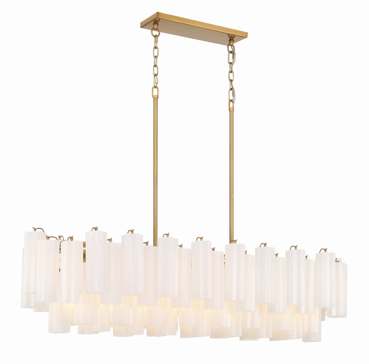 Eloria Modern Glass Linear Chandelier with Adjustable Height & LED Lig