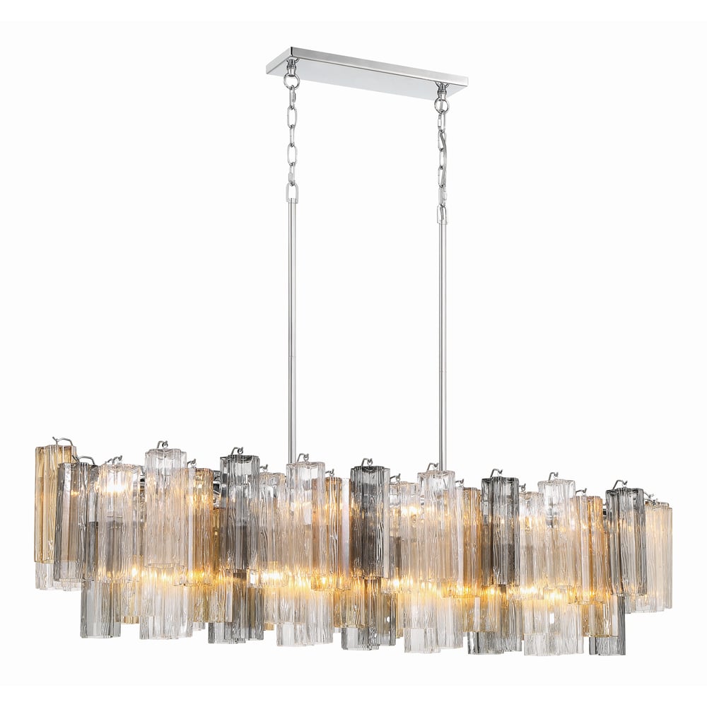 Eloria Modern Glass Linear Chandelier with Adjustable Height & LED Lig