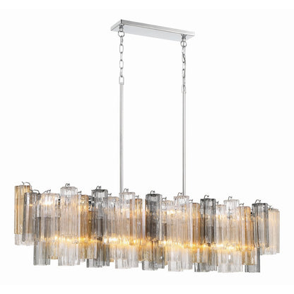 Eloria Modern Glass Linear Chandelier with Adjustable Height & LED Lig