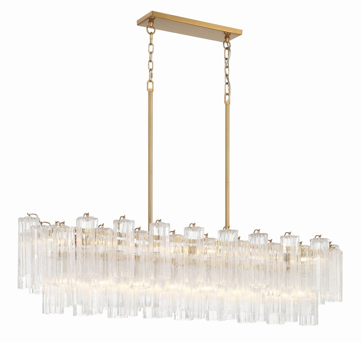Eloria Modern Glass Linear Chandelier with Adjustable Height & LED Lig