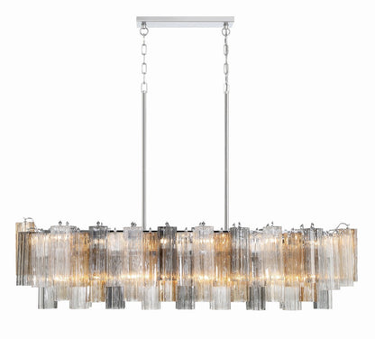 Eloria Modern Glass Linear Chandelier with Adjustable Height & LED Lig