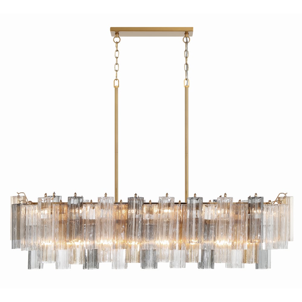 Eloria Modern Glass Linear Chandelier with Adjustable Height & LED Lig