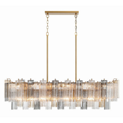 Eloria Modern Glass Linear Chandelier with Adjustable Height & LED Lig