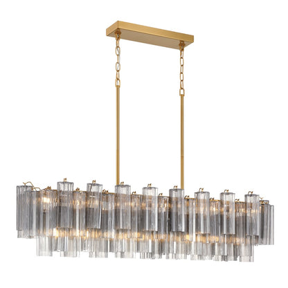 Eloria Modern Glass Linear Chandelier with Adjustable Height & LED Lig