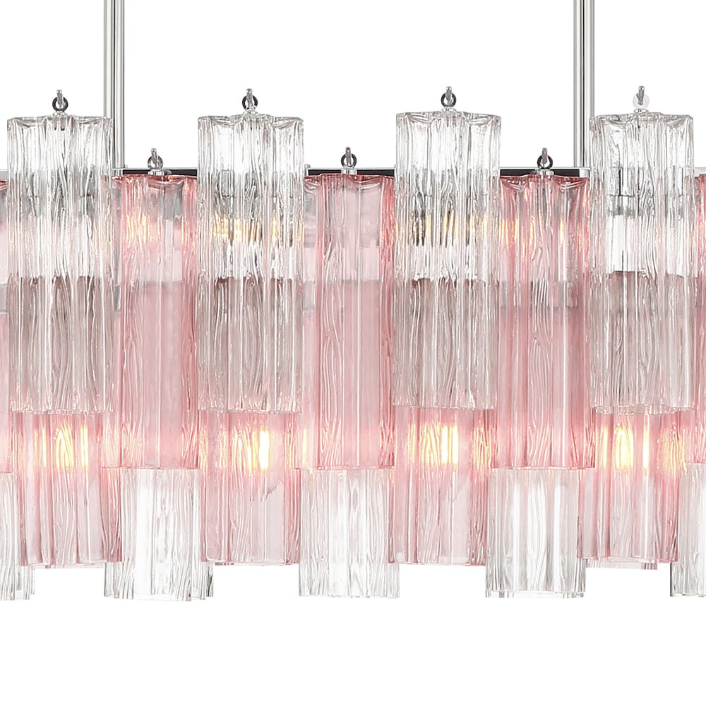 Eloria Modern Glass Linear Chandelier with Adjustable Height & LED Lig