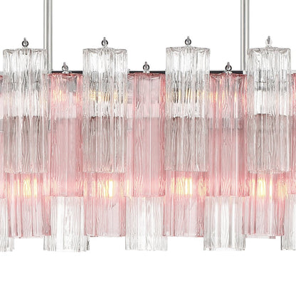 Eloria Modern Glass Linear Chandelier with Adjustable Height & LED Lig