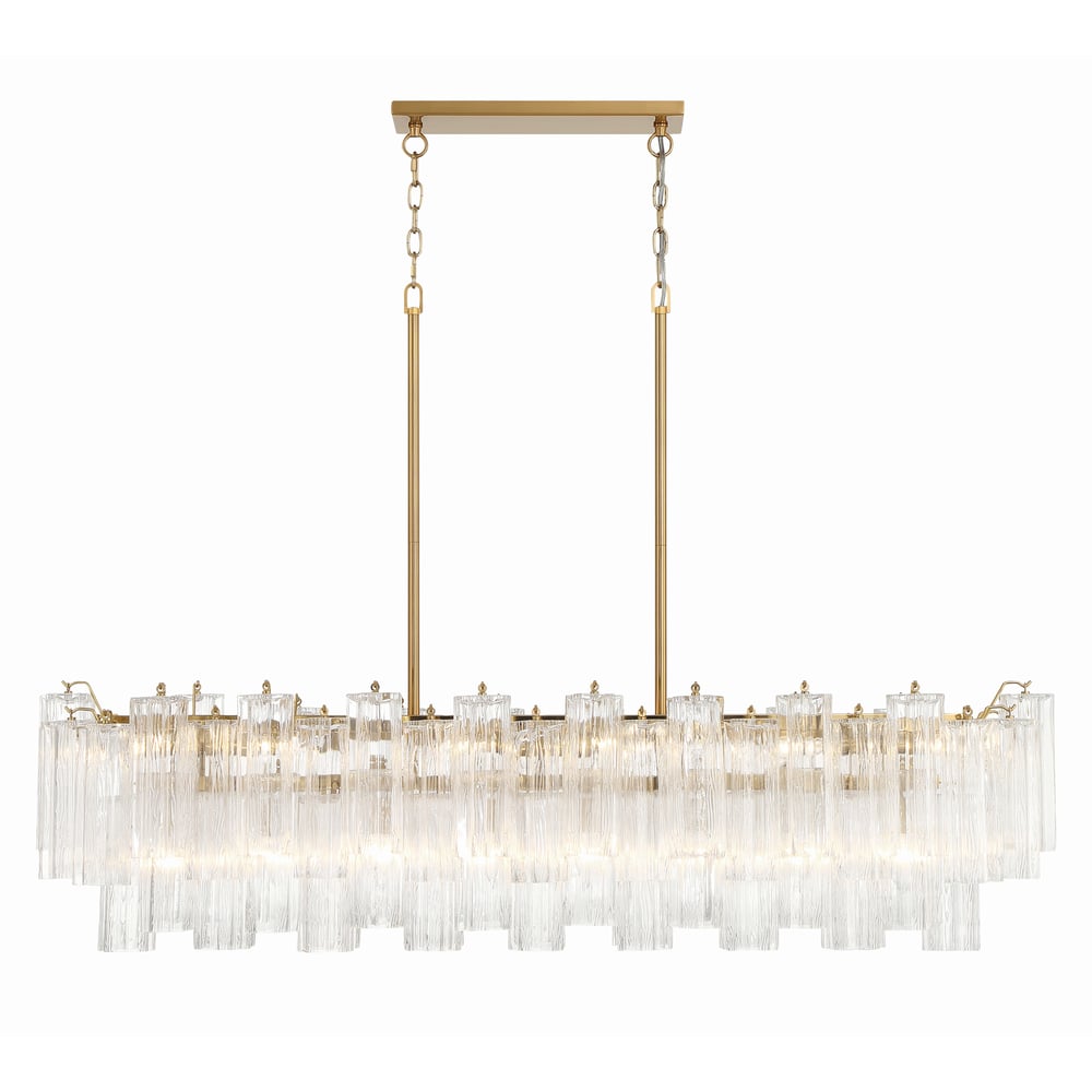 Eloria Modern Glass Linear Chandelier with Adjustable Height & LED Lig
