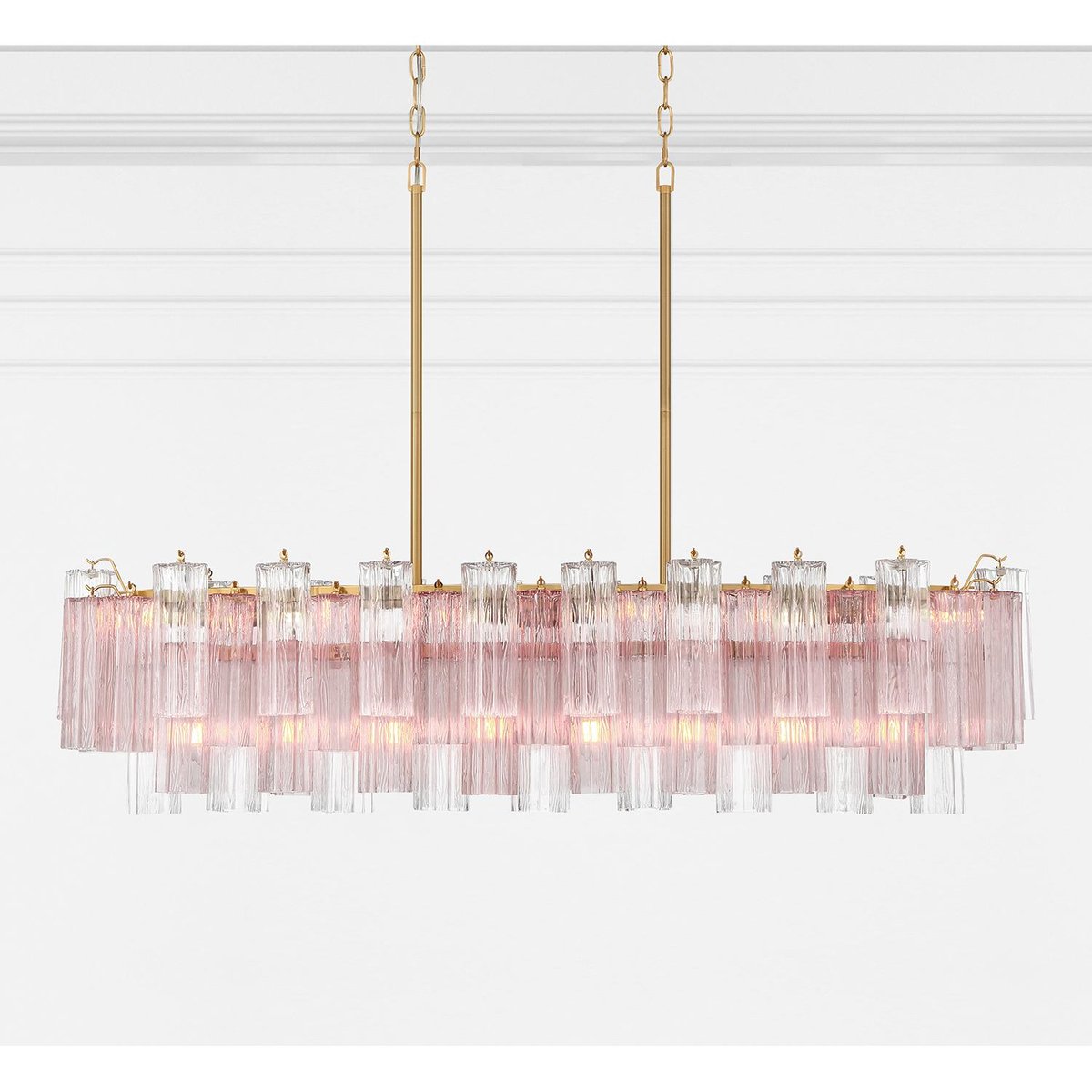 Eloria Modern Glass Linear Chandelier with Adjustable Height & LED Lig