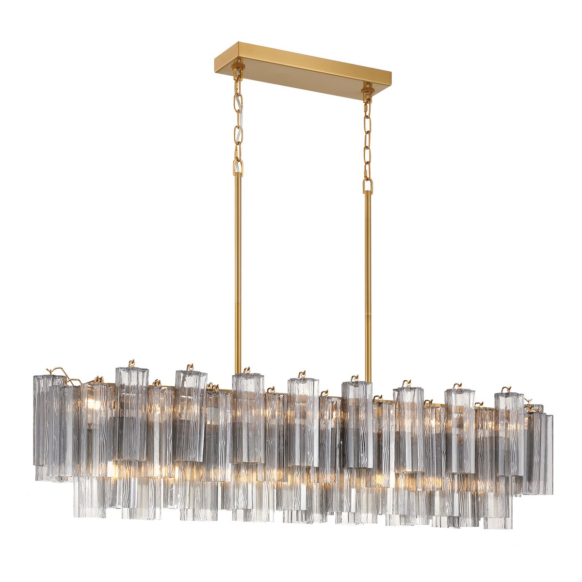 Eloria Modern Glass Linear Chandelier with Adjustable Height & LED Lig