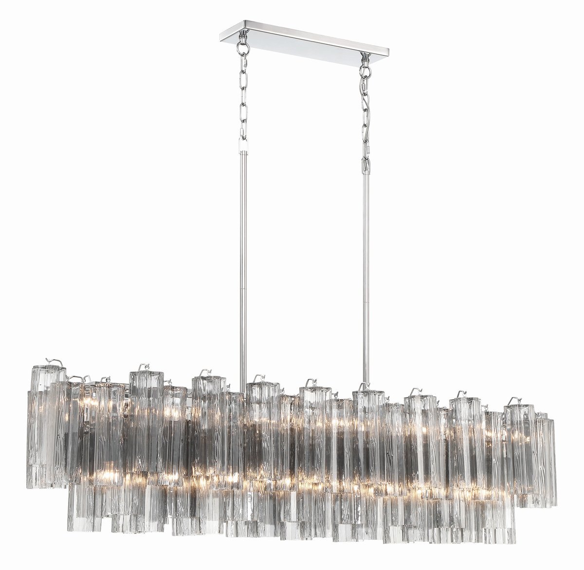 Eloria Modern Glass Linear Chandelier with Adjustable Height & LED Lig