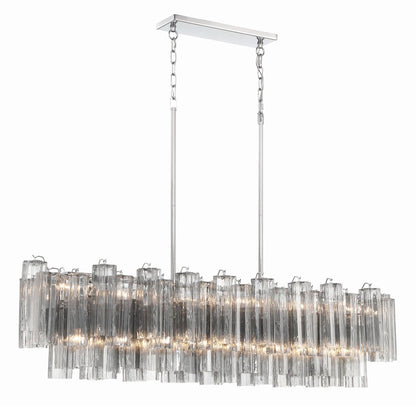 Eloria Modern Glass Linear Chandelier with Adjustable Height & LED Lig