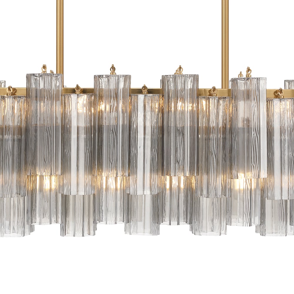 Eloria Modern Glass Linear Chandelier with Adjustable Height & LED Lig