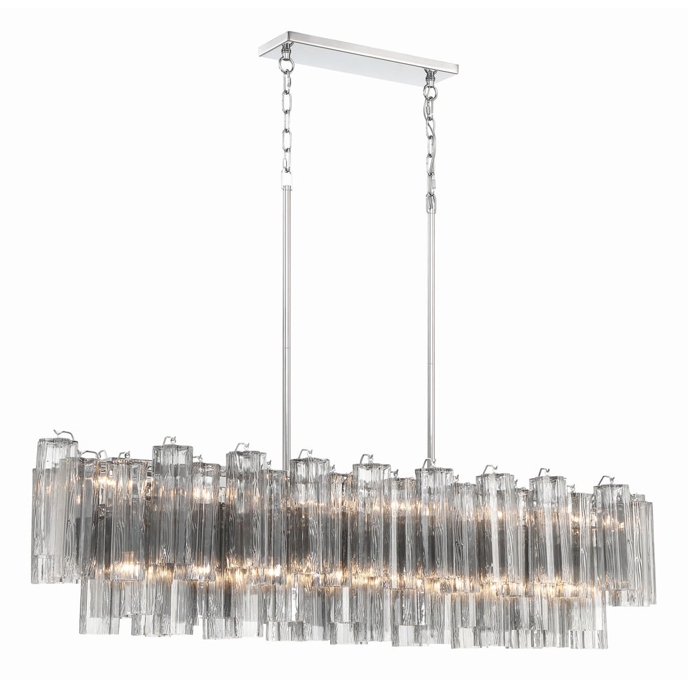 Eloria Modern Glass Linear Chandelier with Adjustable Height & LED Lig