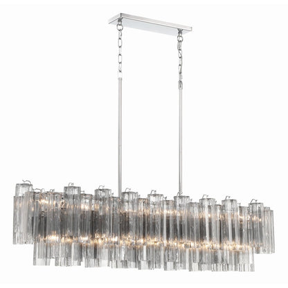 Eloria Modern Glass Linear Chandelier with Adjustable Height & LED Lig