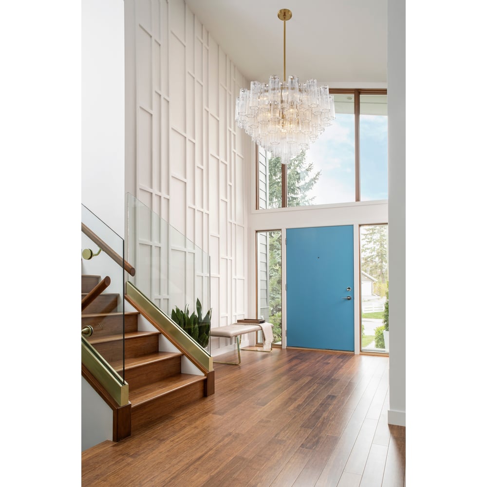 Eloria Glass Chandelier - Elegant Design with Crystal Accents & Adjust