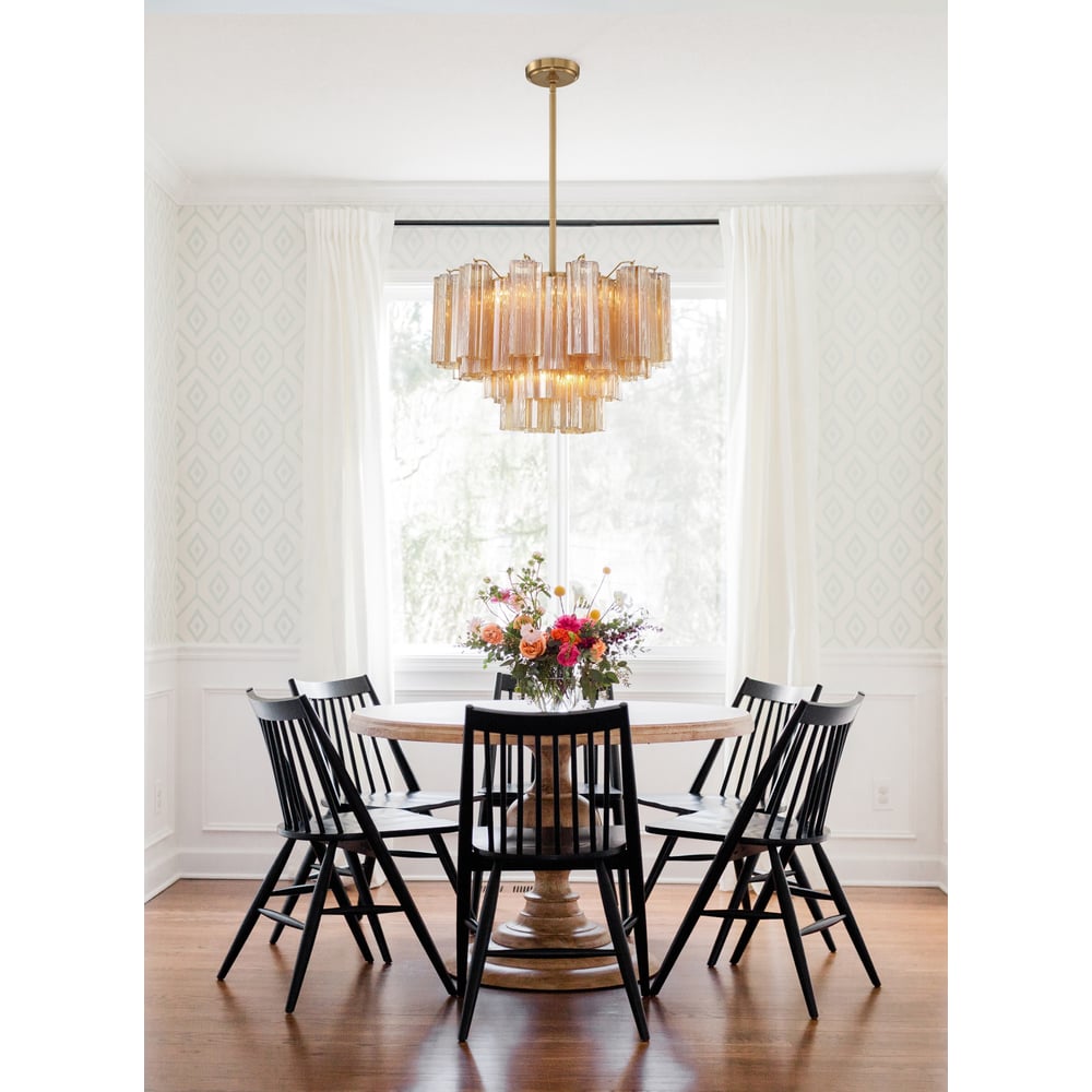 Eloria Glass Chandelier - Elegant Design with Crystal Accents & Adjust