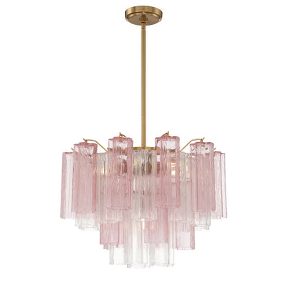 Eloria Glass Chandelier - Elegant Design with Crystal Accents & Adjust