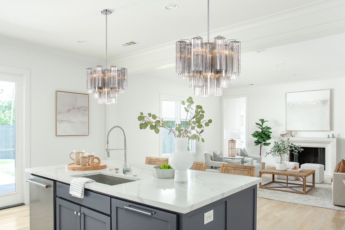 Eloria Glass Chandelier - Elegant Design with Crystal Accents & Adjust