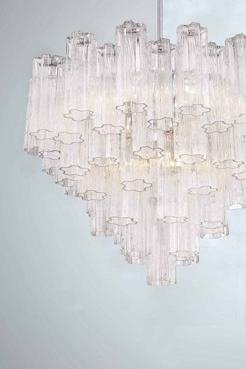 Eloria Glass Chandelier - Elegant Design with Crystal Accents & Adjust
