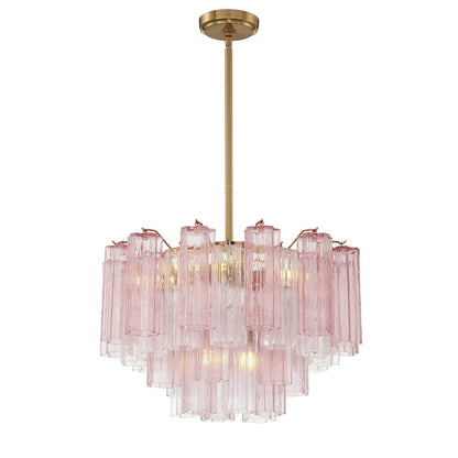 Eloria Glass Chandelier - Elegant Design with Crystal Accents & Adjust