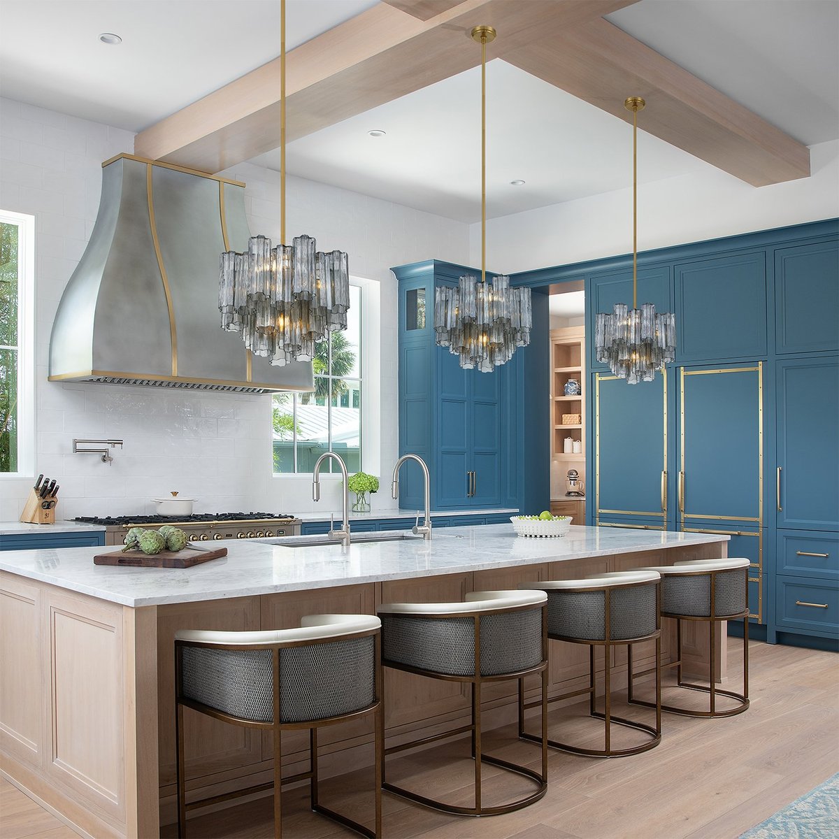 Eloria Glass Chandelier - Elegant Design with Crystal Accents & Adjust