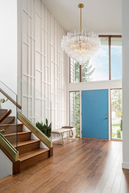 Eloria Glass Chandelier - Elegant Design with Crystal Accents & Adjust
