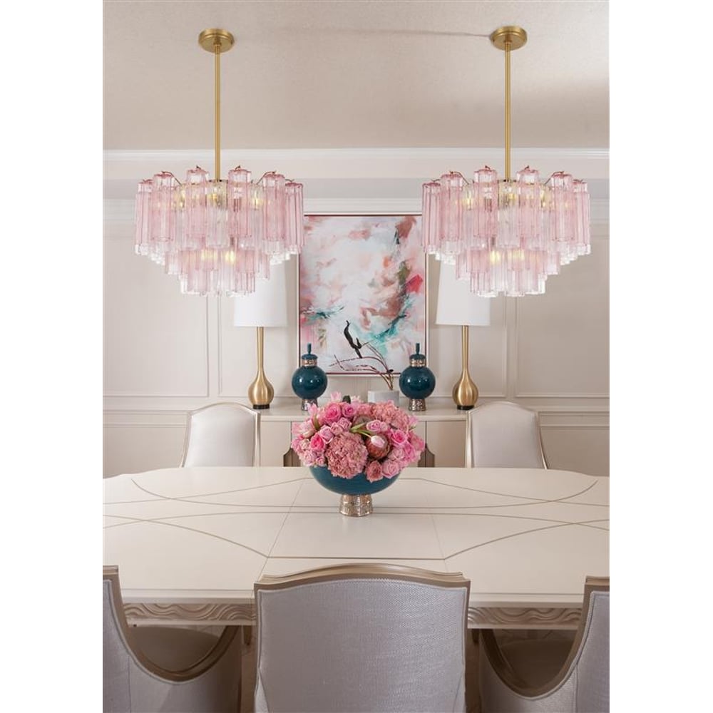 Eloria Glass Chandelier - Elegant Design with Crystal Accents & Adjust