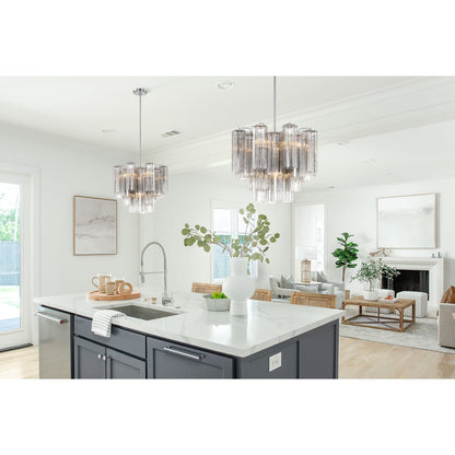 Eloria Glass Chandelier - Elegant Design with Crystal Accents & Adjust