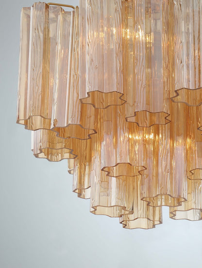 Eloria Glass Chandelier - Elegant Design with Crystal Accents & Adjust
