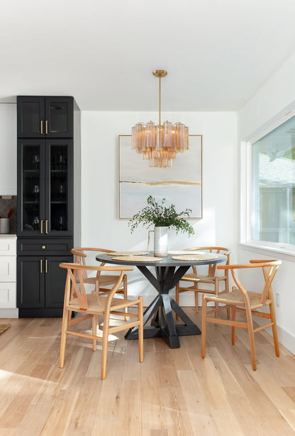 Eloria Glass Chandelier - Elegant Design with Crystal Accents & Adjust