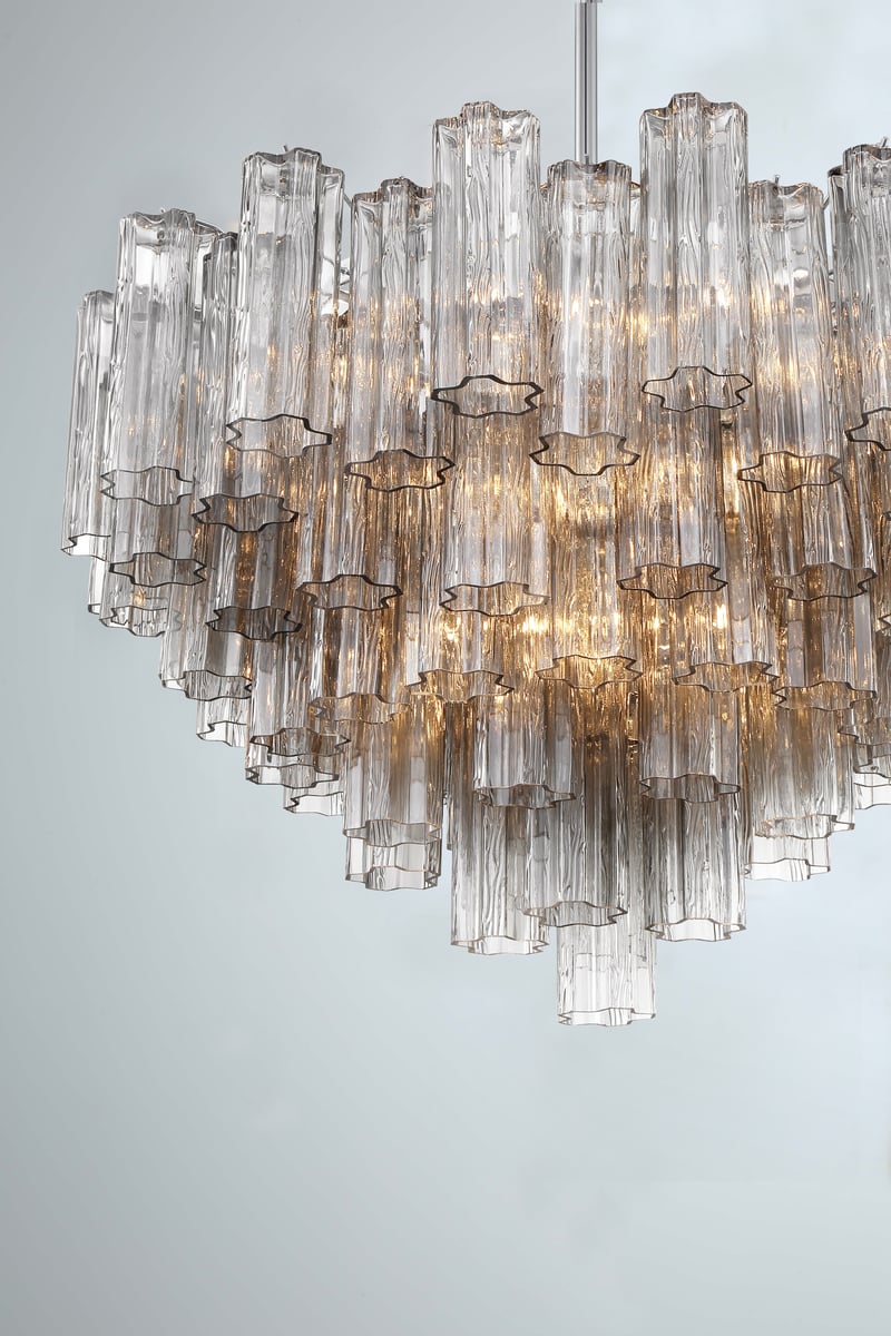 Eloria Glass Chandelier - Elegant Design with Crystal Accents & Adjust