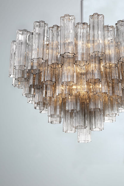 Eloria Glass Chandelier - Elegant Design with Crystal Accents & Adjust