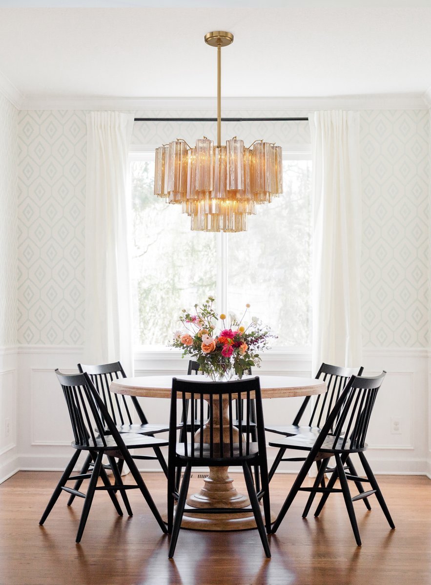 Eloria Glass Chandelier - Elegant Design with Crystal Accents & Adjust