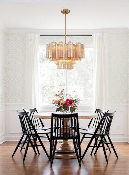 Eloria Glass Chandelier - Elegant Design with Crystal Accents & Adjust