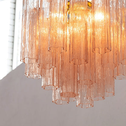 Liora Modern Glass Chandelier with Adjustable Height and LED Compatibi