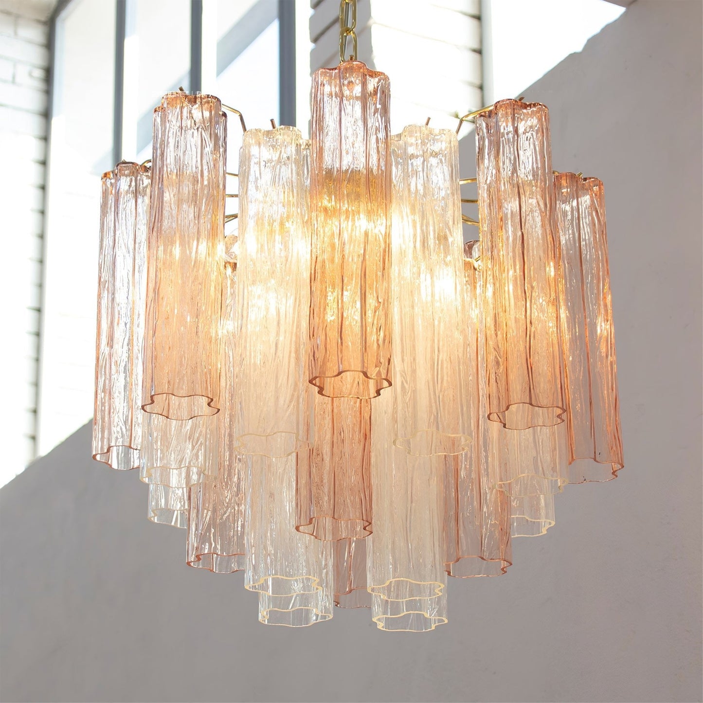 Liora Modern Glass Chandelier with Adjustable Height and LED Compatibi