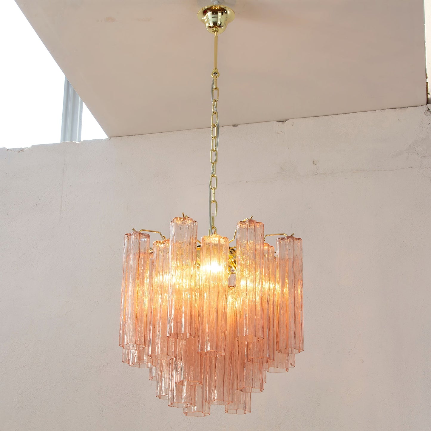 Liora Modern Glass Chandelier with Adjustable Height and LED Compatibi