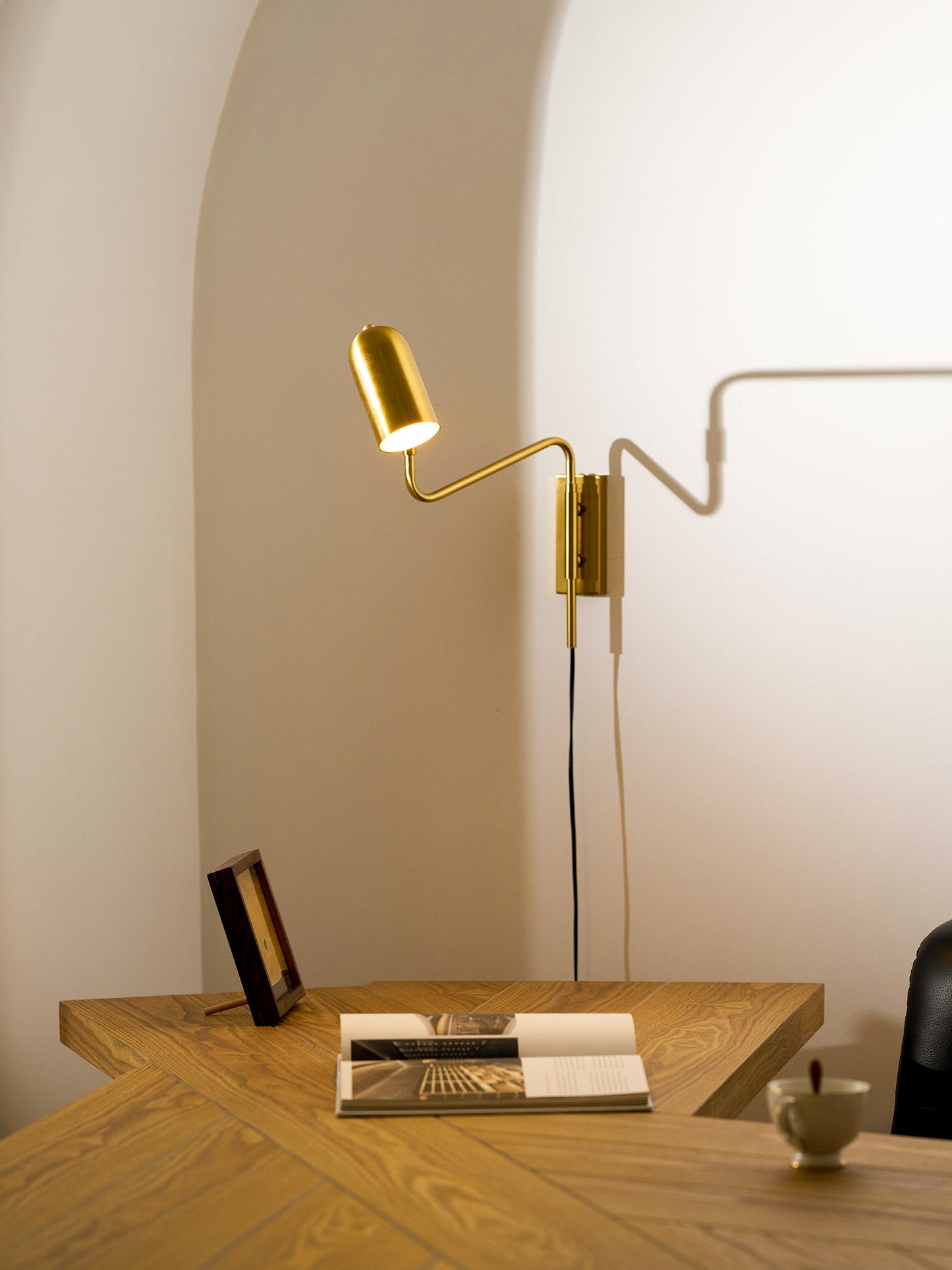 Adjustable Arm Wall Lamp with USB Charging and Dimmable LED Light