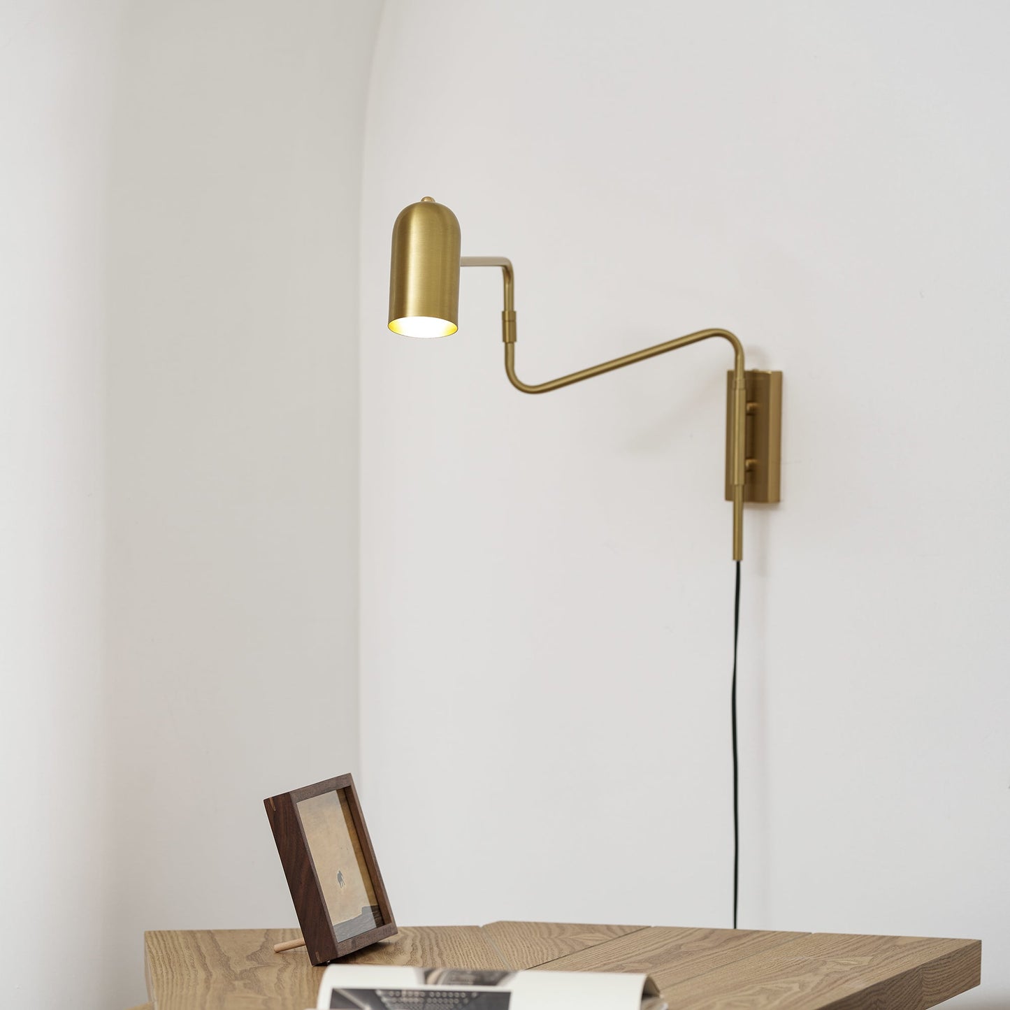 Adjustable Arm Wall Lamp with USB Charging and Dimmable LED Light